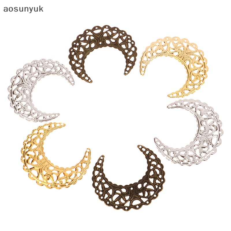 Aosunyuk Set 50 Phụ Kiện Làm Trang Sức Hình Mặt Trăng 38 X 42Mm Màu Vàng / Bạc / Vàng Đồng