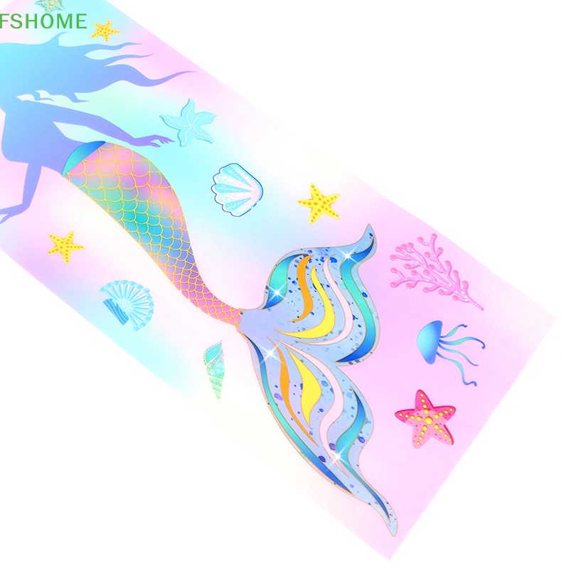 Set 50 Túi Nhựa Đuôi Nàng Tiên Cá Đựng Kẹo Thắt Nơ Ruy Băng Cho Bữa Tiệc Fshn