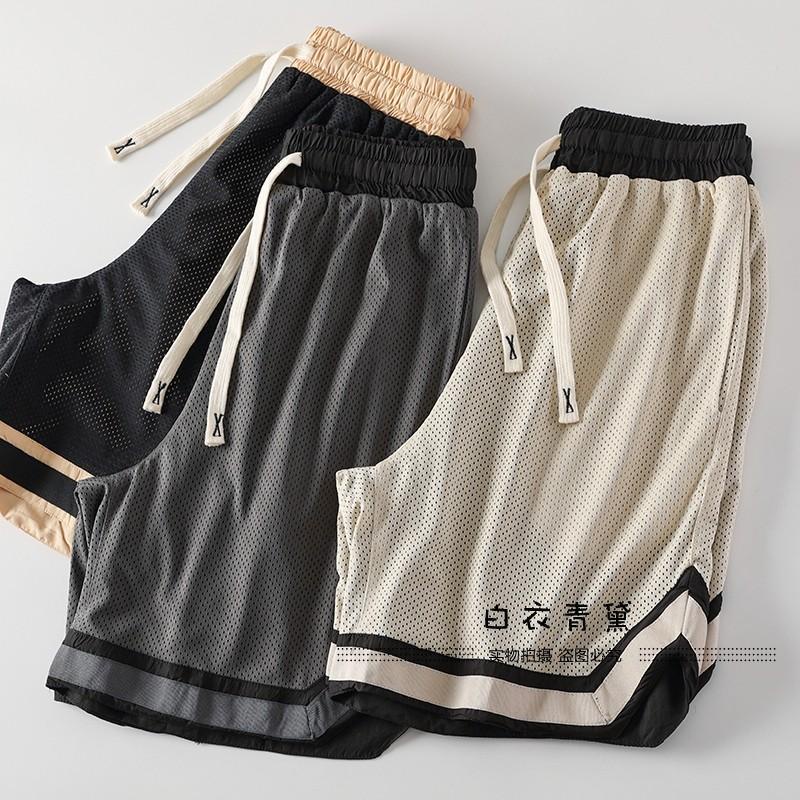 Quần Short Bóng Rổ Phối Lưới Thoáng Khí Phong Cách Mỹ plus size 150kg Thời Trang Mùa Hè Cho Nam