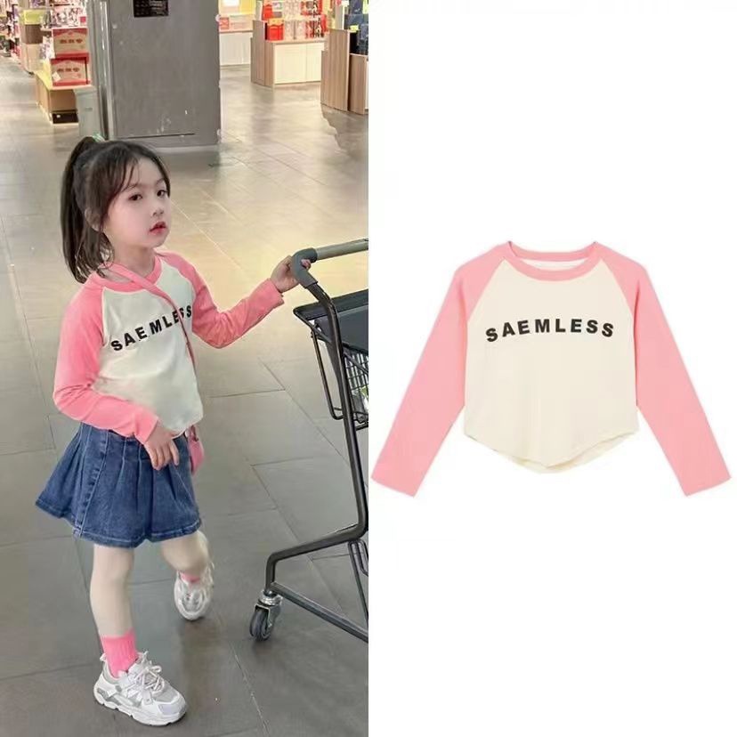 Áo Thun Dài Tay Phong Cách Hàn Quốc Thời Trang Mùa Thu Mới Cho Bé Gái