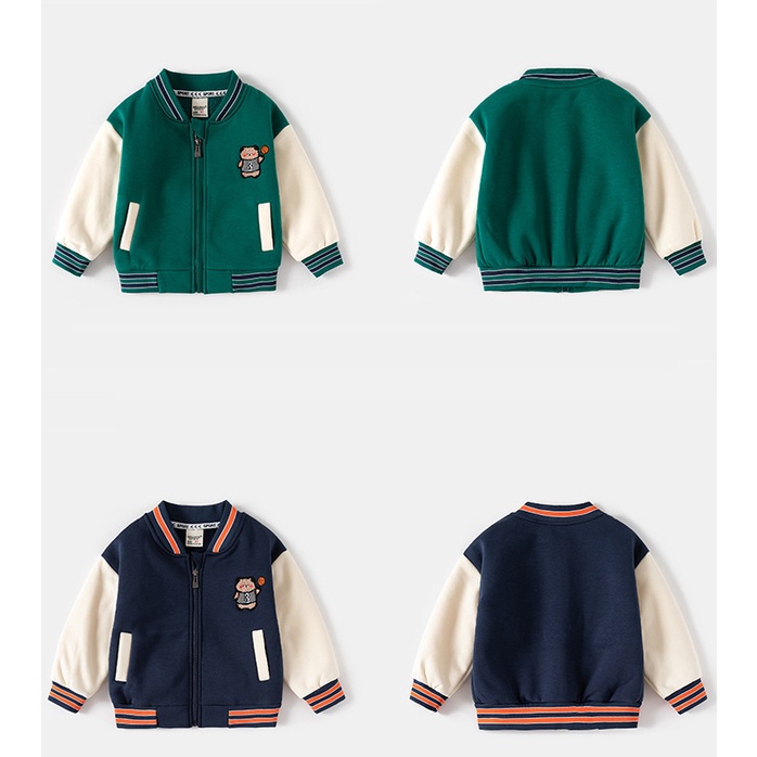 Áo khoác bomber bé trai WELLKIDS, áo khoác nỉ thu đông cho bé trai gấu 8 (WT1904)