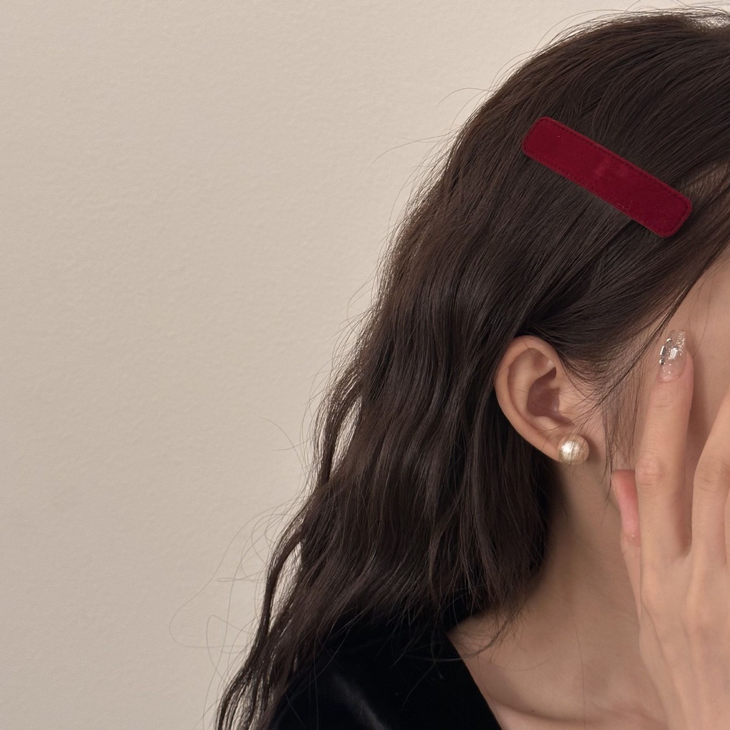 Kẹp Tóc Nhung Hình Vuông Kiểu Dáng Đơn Giản Hợp Thời Trang