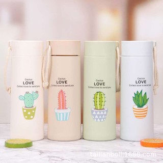 Bình Đựng Nước Xương Rồng Love Cactus Giữ Nhiệt 400ml Tiện Dụng