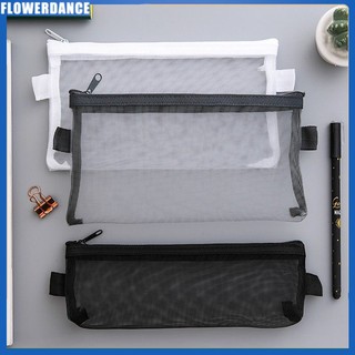 Túi lưới đựng bút trong suốt đa năng Hộp đựng bút chì dạng lưới tối giản có dây kéo Túi đựng bút cầm tay màu trơn đa kích thước dành cho hoa thi của học sinh