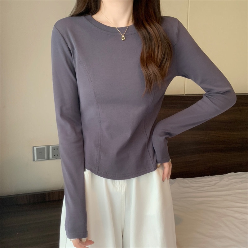 Áo Thun Dài Tay Cổ Tròn Dáng Ôm Thời Trang Dành Cho Nữ Mềm