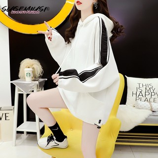 Sugemiusi Áo Hoodie Dáng Lửng Màu Sắc Tương Phản Phong Cách Đường Phố Hàn Quốc Thời Trang Mùa Thu Cho Nữ