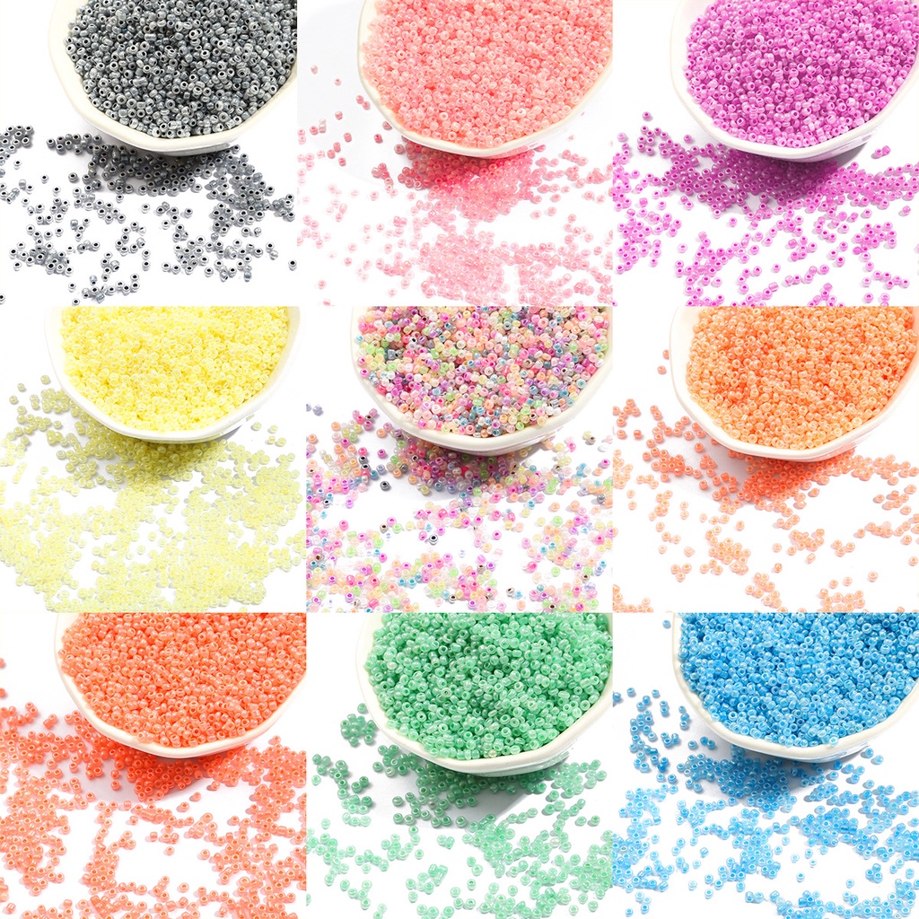 Set 500 / 250 Túi Hạt Thủy Tinh Màu Kem 2mm / 3mm Làm Trang Sức Thủ Công diy