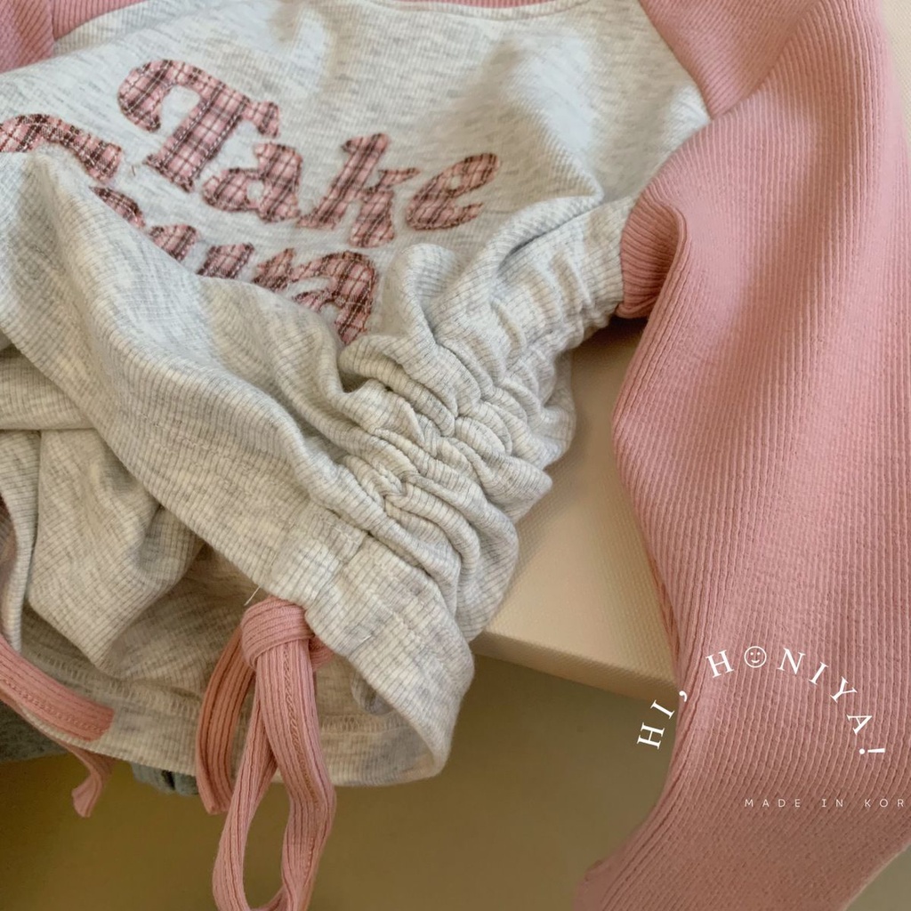 Áo Thun Dài Tay Phối Dây Rút Thời Trang Mùa Thu 2023 Dành Cho Bé Gái