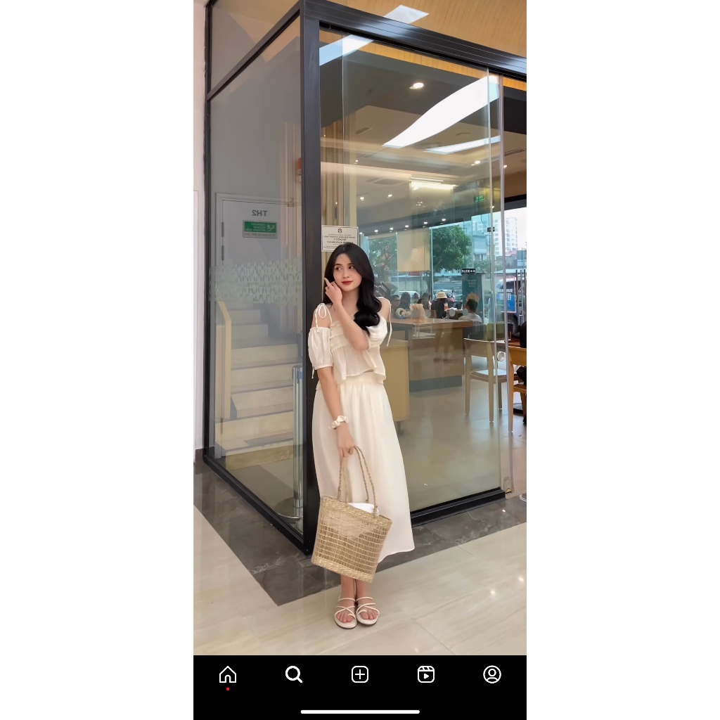 Sét áo 2 dây cúp ngực + chân váy dáng dài chun eo - Calina.vn - Set3367