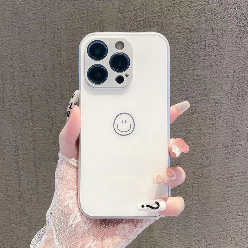Ốp Điện Thoại Mặt Kính In Hình Mặt Cười Cho Iphone 13pro 14Pro 13In 12pro 11promax 7 8 xs xsmax
