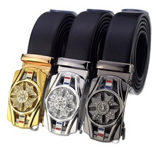 Thắt lưng cối xay gió sang trọng nhẹ nhàng thắt lưng da bò lớp đầu tiên khóa trơn bằng thép không gỉ công sở cho nam thắ