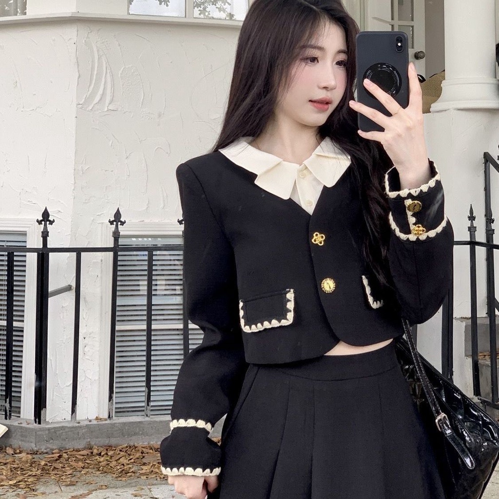 Bộ Áo + Chân Váy Phong Cách retro Mùa Thu Dành Cho Nữ Size s-2xl