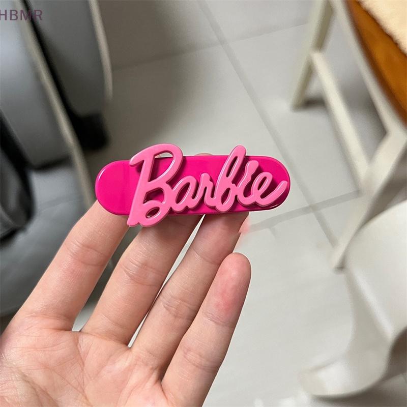 Kẹp Tóc Mái Màu Đỏ Hồng Với Họa Tiết Chữ Búp Bê barbie Quà Tặng Cho Bạn Gái