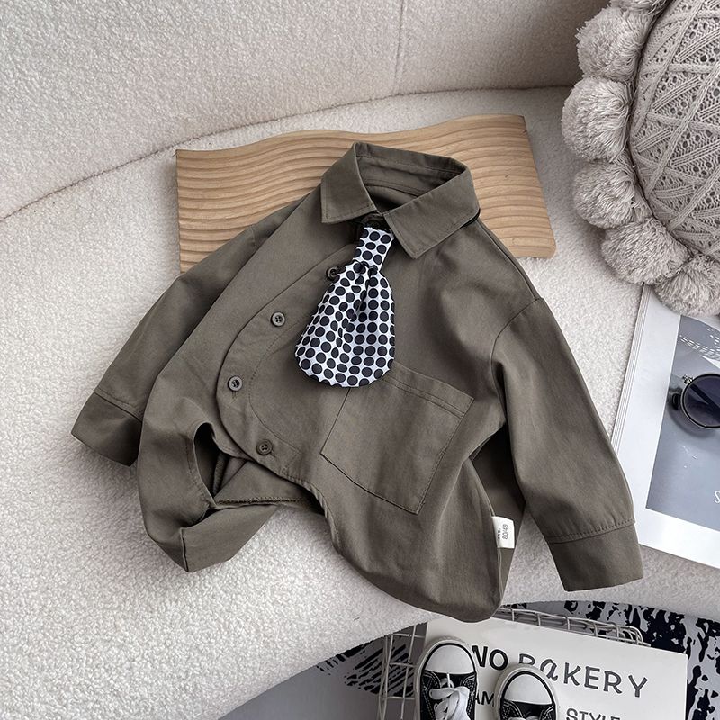 Áo Sơ Mi Tay Dài Cài Nút Phong Cách Hàn Quốc Thiết Kế Mới 2023 Cho Bé Trai