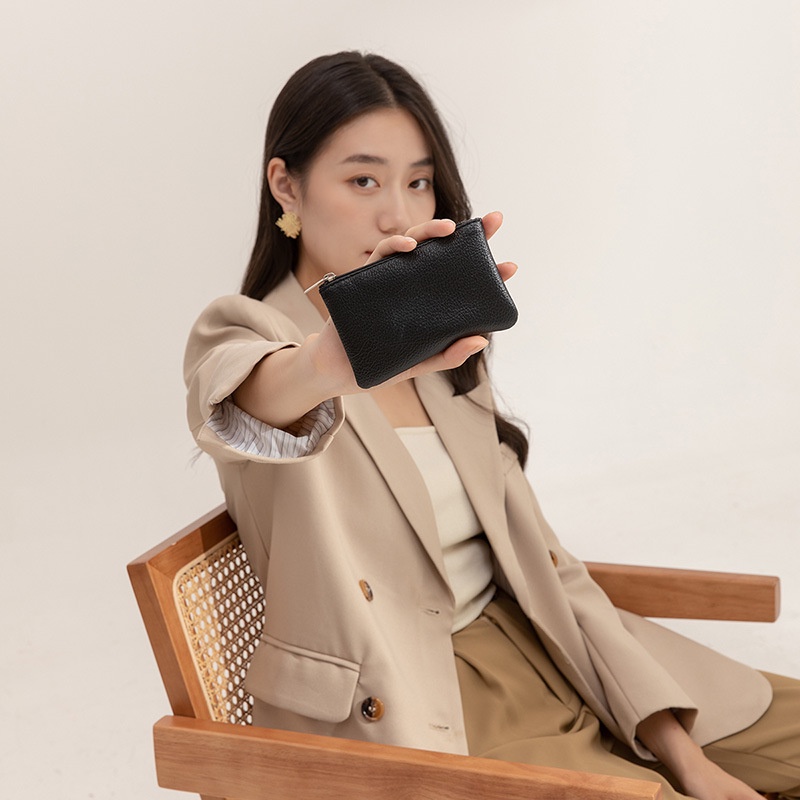 Ví Da Cầm Tay Có Khóa Kéo unisex