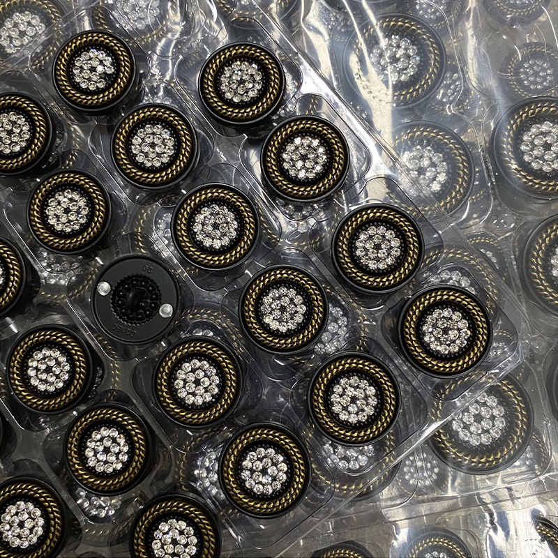 Set 5 Nút Áo Hình Hoa Đính Đá Phong Cách retro 18 / 20 / 25mm