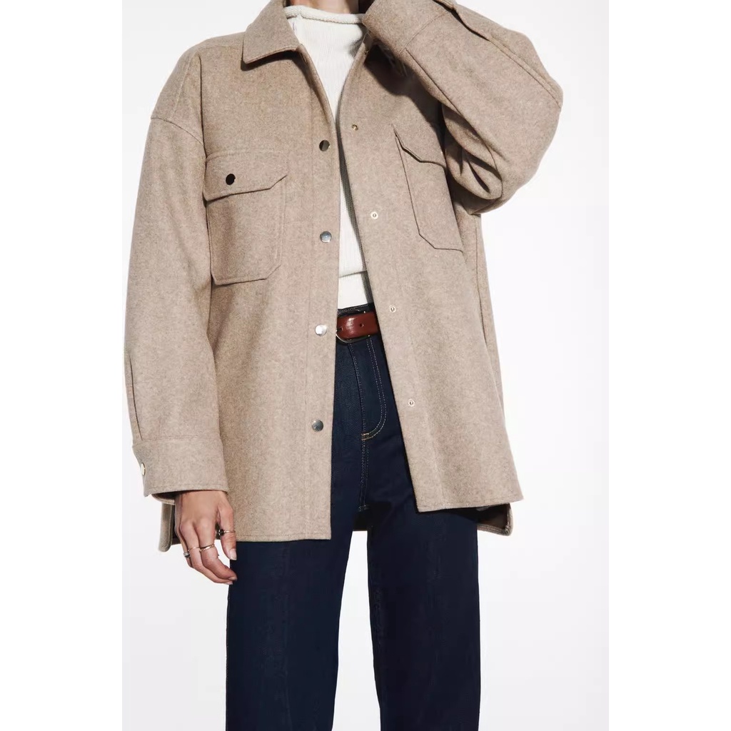 Zara Áo Khoác Sơ Mi Tay Dài Vải Mềm Thời Trang Mùa Thu Cho Nữ 3046263 710