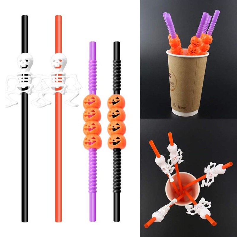 Set 5 Ống Hút Họa Tiết halloween Hoạt Hình Dễ Thương Có Thể Phân Hủy