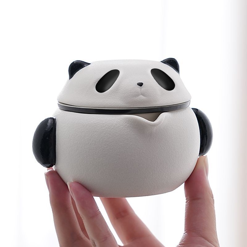 Bộ Ấm Trà Di Động Bằng Gốm Sứ Hình Gấu Trúc Dễ Thương