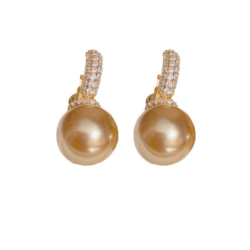 Thời Trang Khuyên Tai Hai Lớp Đính Ngọc Trai Nhân Tạo Hình Ly Cà Phê Sang Trọng