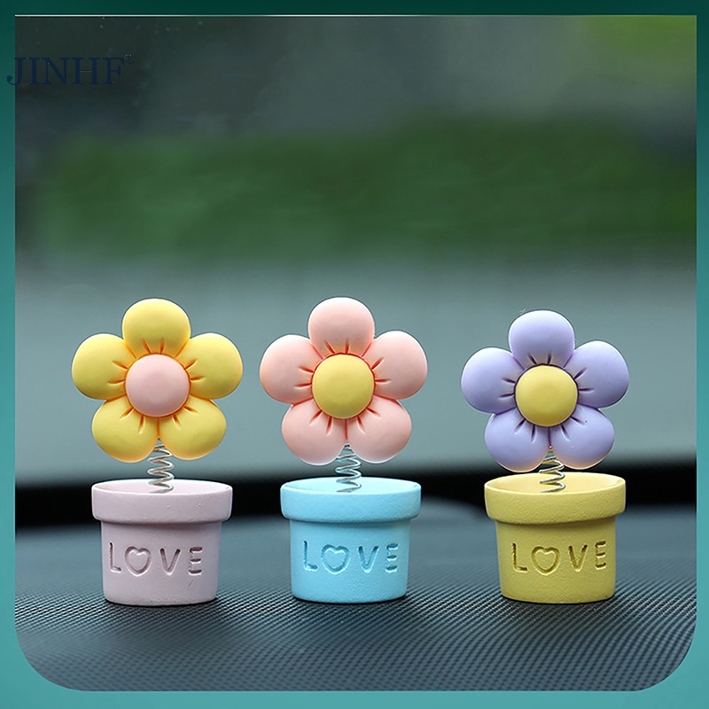 Phụ Kiện Hoa Hướng Dương Lắc Đầu Dễ Thương Trang Trí Nội Thất Xe Hơi