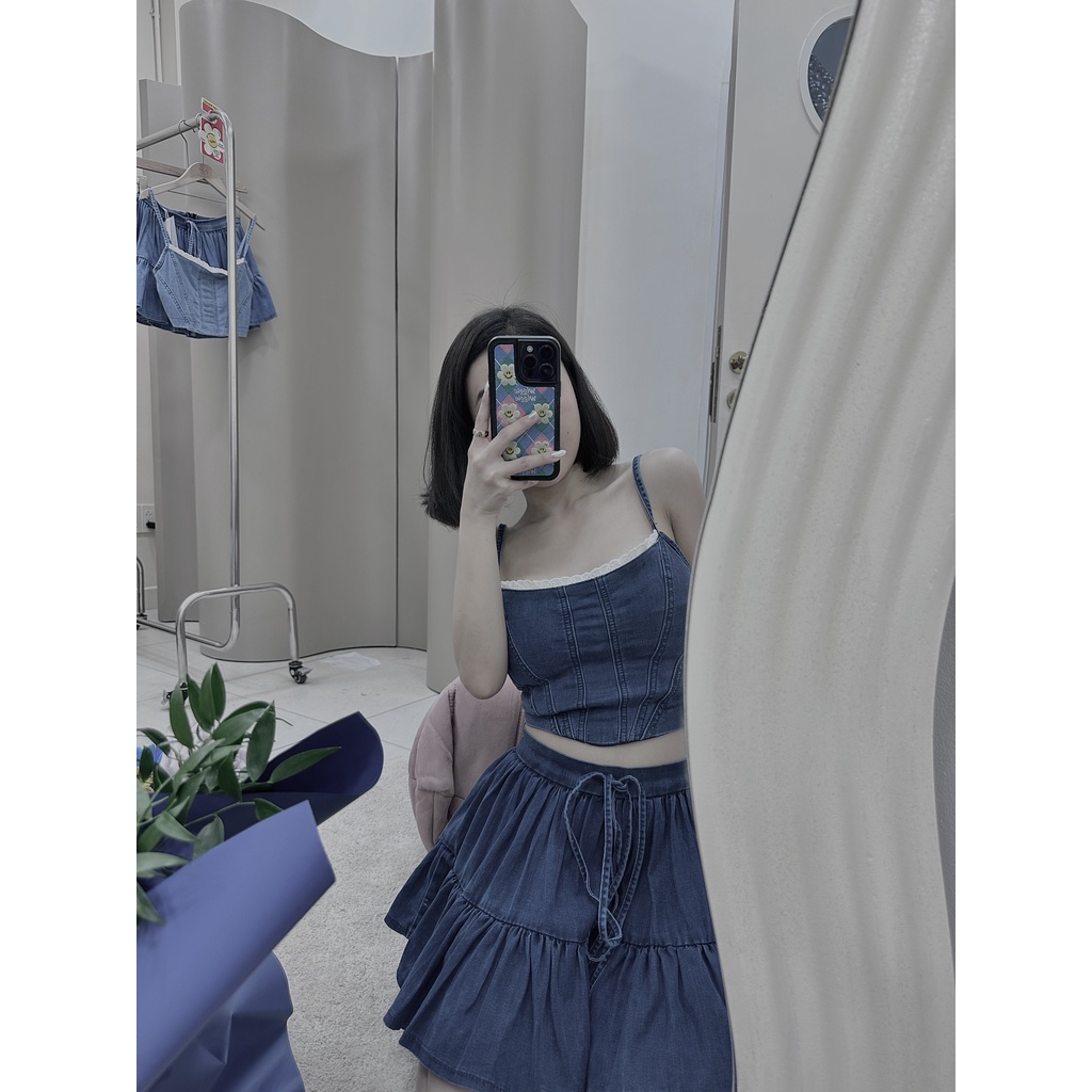 Set de.nim áo 2s cv xoè phối ren