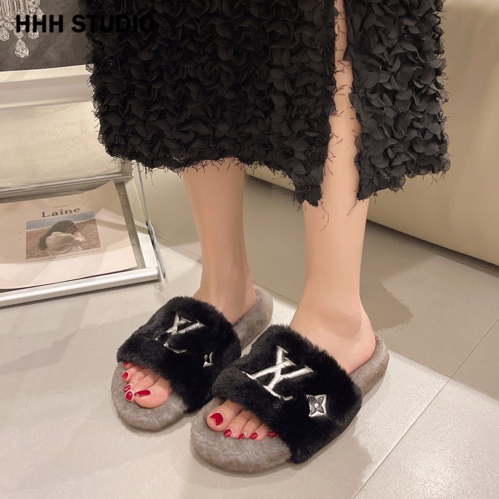 HHH Dép bông Dép Lông nữ dép bánh mì nữ đi trong nhà ĐẾ CAO SU  L V Tiện lợi Nhẹ Tinh tế Mềm mại FMR23936NO39Z230926
