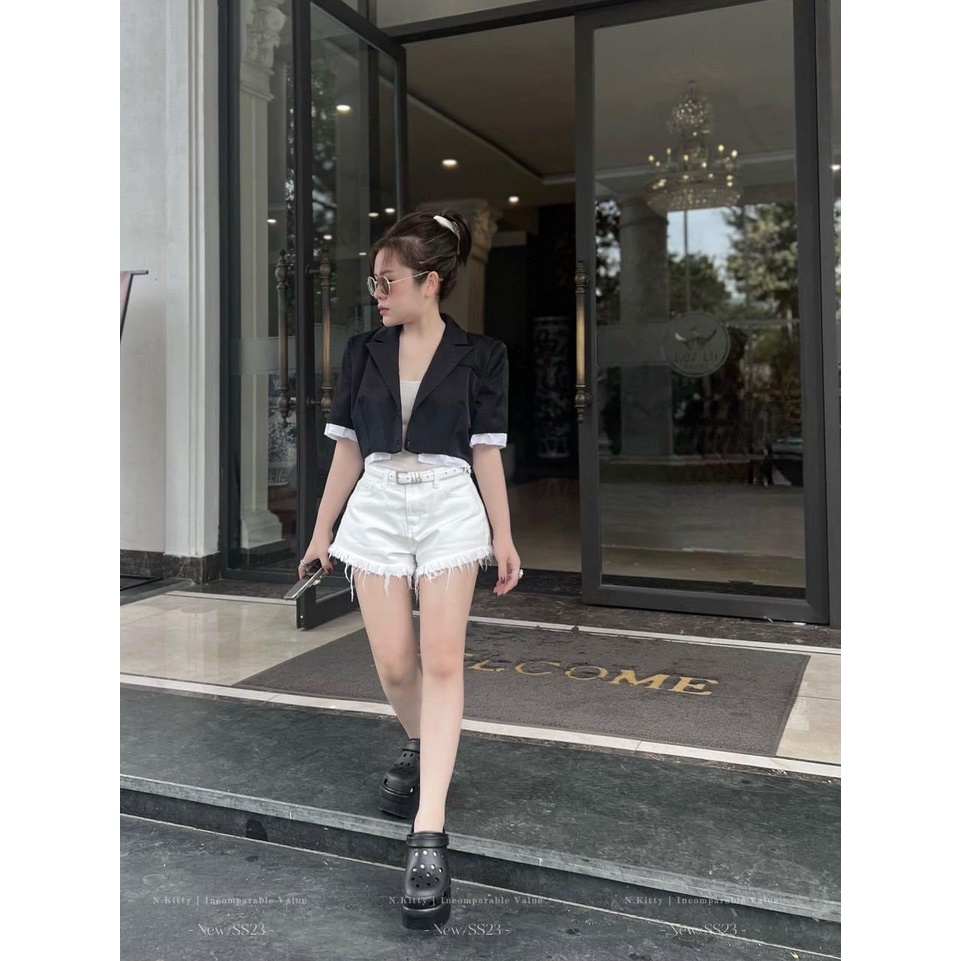 Quần sho.rt jean túi loe.we