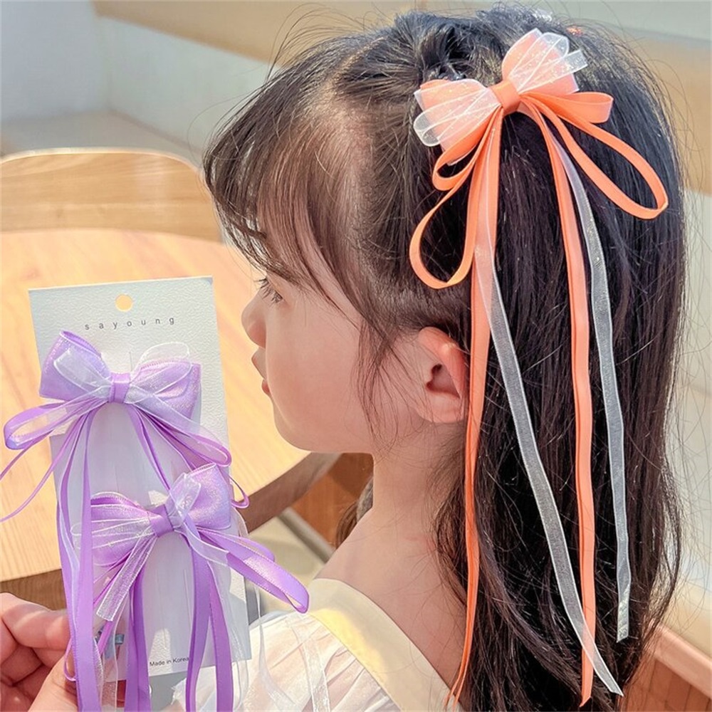 Set 2 Kẹp Tóc Hình Nơ Dài Tua Rua Phong Cách Trung Hoa