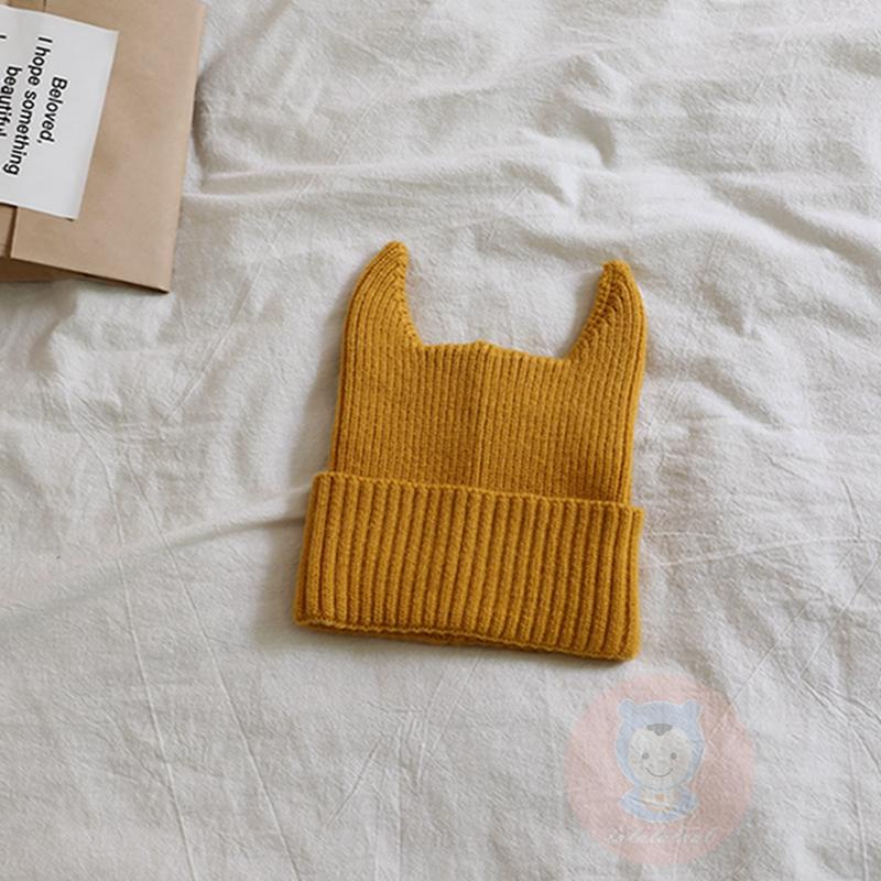Mũ Len beanie Mềm Mại Màu Trơn Kèm Sừng Cho Bé laa6-kids