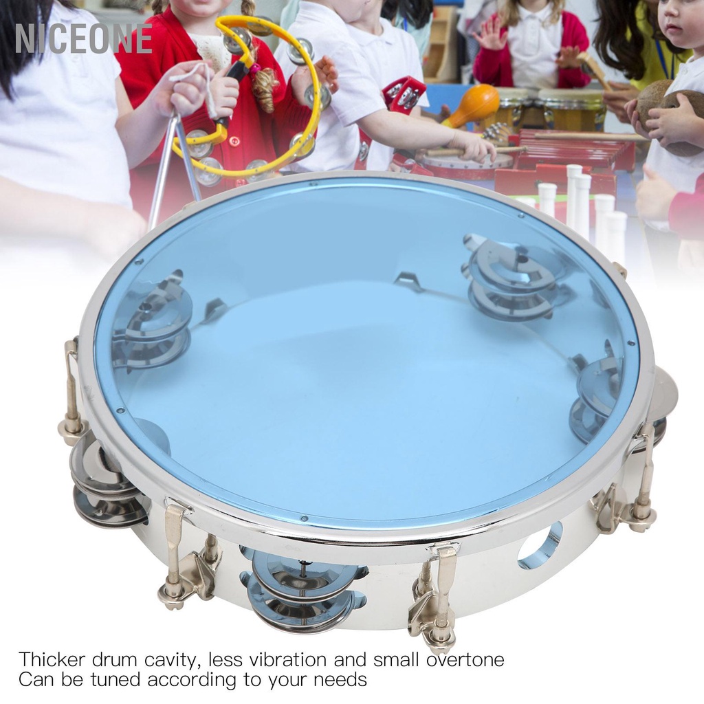 NiceOne MBAT Tambourine Có Thể Điều Chỉnh Âm Đôi Hàng Jingle Bells Trống Cầm Tay Nhạc Cụ Gõ 8in cmman