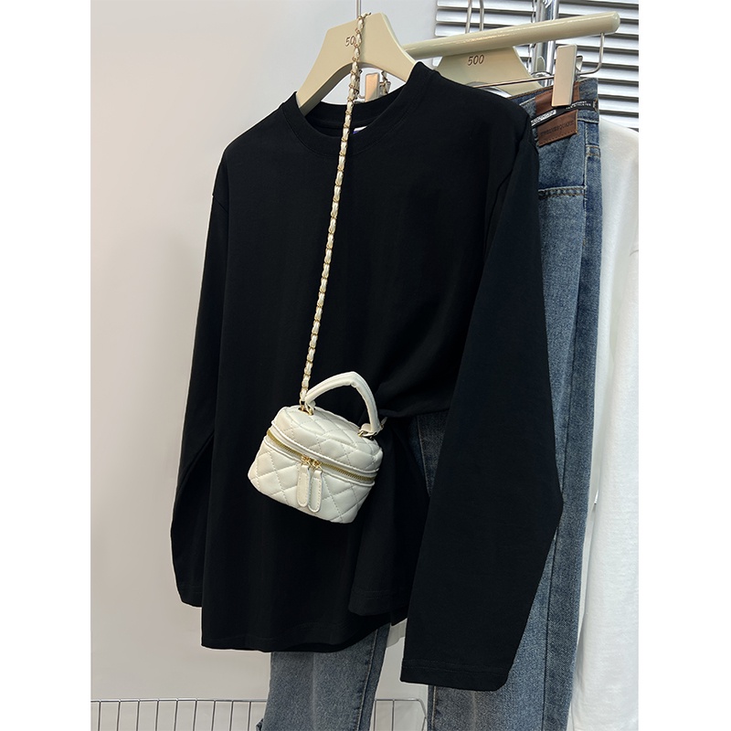 HIIXIIVI Áo Thun 100% cotton Tay Dài Dáng Rộng Mẫu Mới 2024 Phong Cách Hàn Quốc Dành Cho Nữ