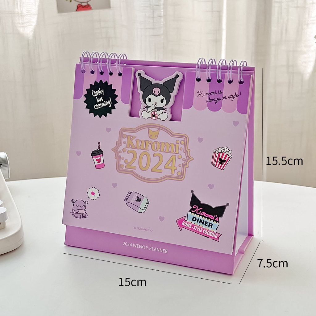 Lịch Để Bàn 2024 sanrio Họa Tiết Hoạt Hình Dễ Thương Dùng Trang Trí Văn Phòng