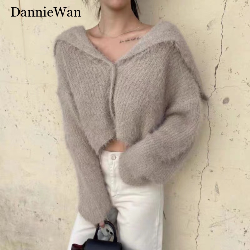 DannieWan Áo Len áo khoác cardigan Xu hướng hàn quốc Vintage Đơn giản A91K5S9 39Z230928