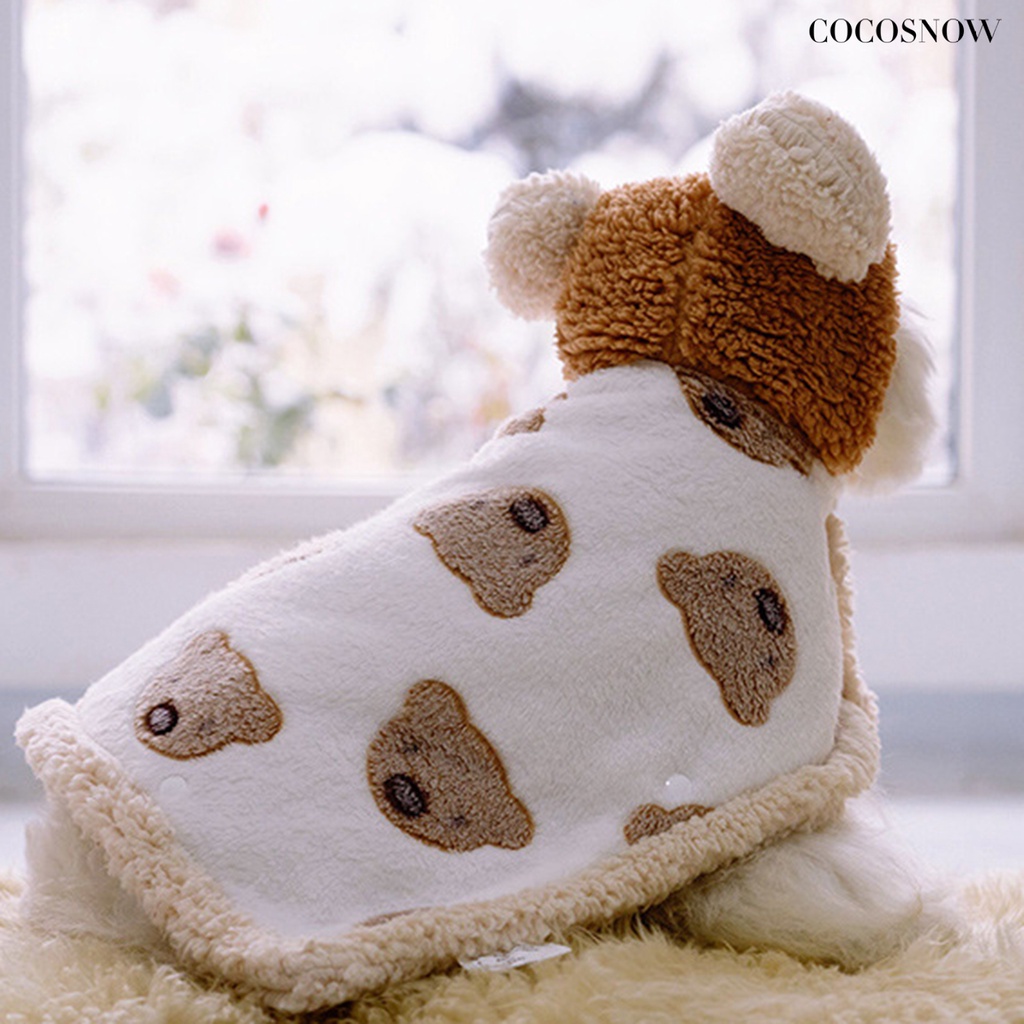 Áo Choàng Giữ Ấm Mềm Mại Họa Tiết Gấu Hoạt Hình Dành Cho Cún Cưng