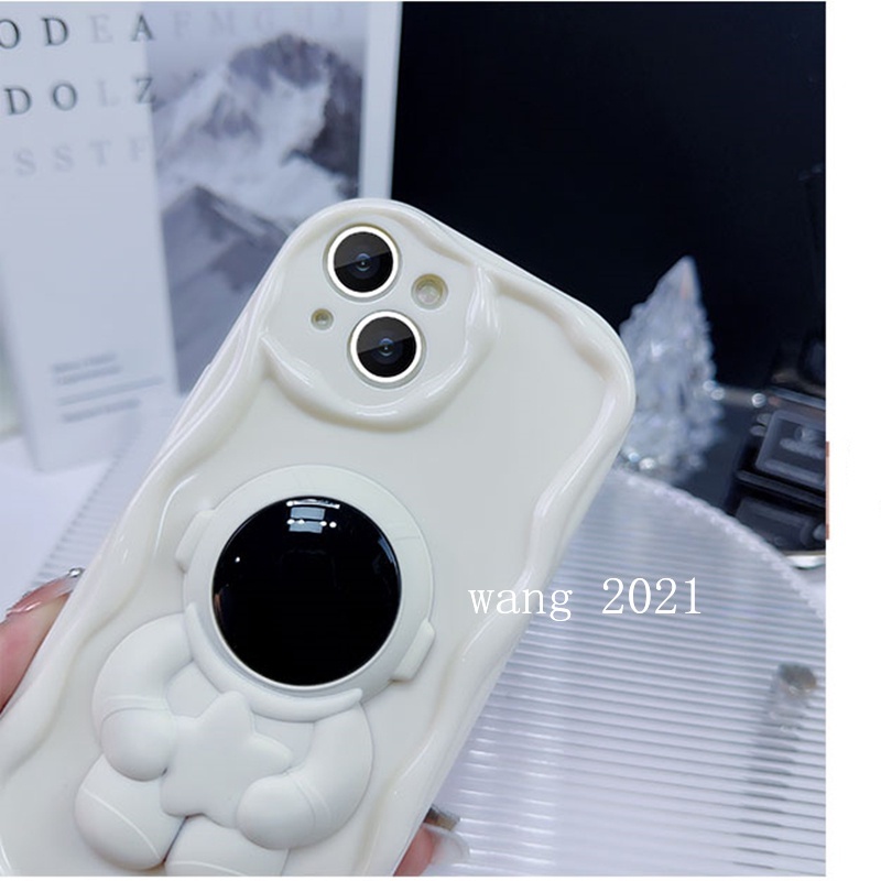 Ốp Điện Thoại Dẻo Màu Trơn Họa Tiết Phi Hành Gia Kèm Vòng Đeo Tay & Giá Đỡ Tàng Hình Cho xiaomi 13t xiaomi 13t pro 5g