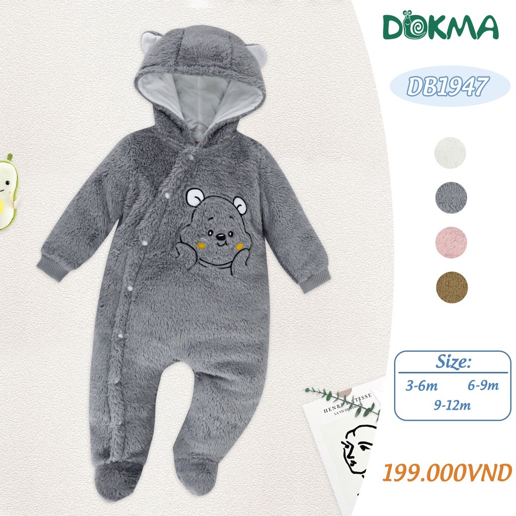 Bộ Body Lông Dày Mùa Đông Dokma Siêu Cute Cho Bé DB1947