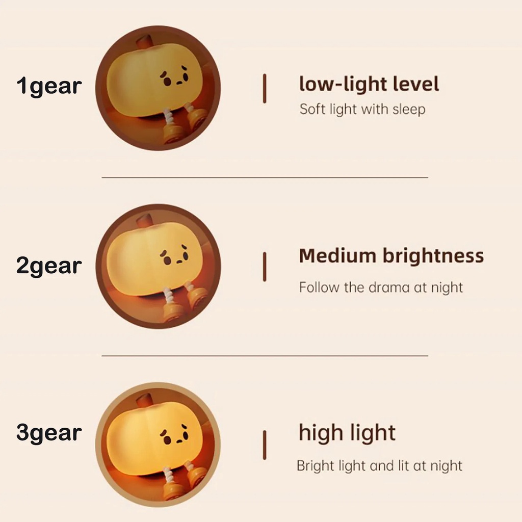 Đèn Ngủ Bằng Silicon Mềm Hình Bí Ngô Dễ Thương Trang Trí Phòng Ngủ Cho Bé