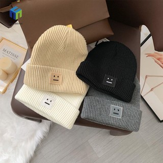 HEALMEYOU Mũ Len Beanie Họa Tiết Mặt Cười Đơn Giản Thời Trang