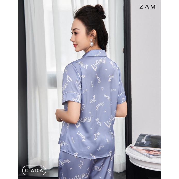 BỘ NGỦ SHE BY ZAM - TCLA10A - BỘ NGẮN TAY QUẦN DÀI CHỮ ZAM TÍM