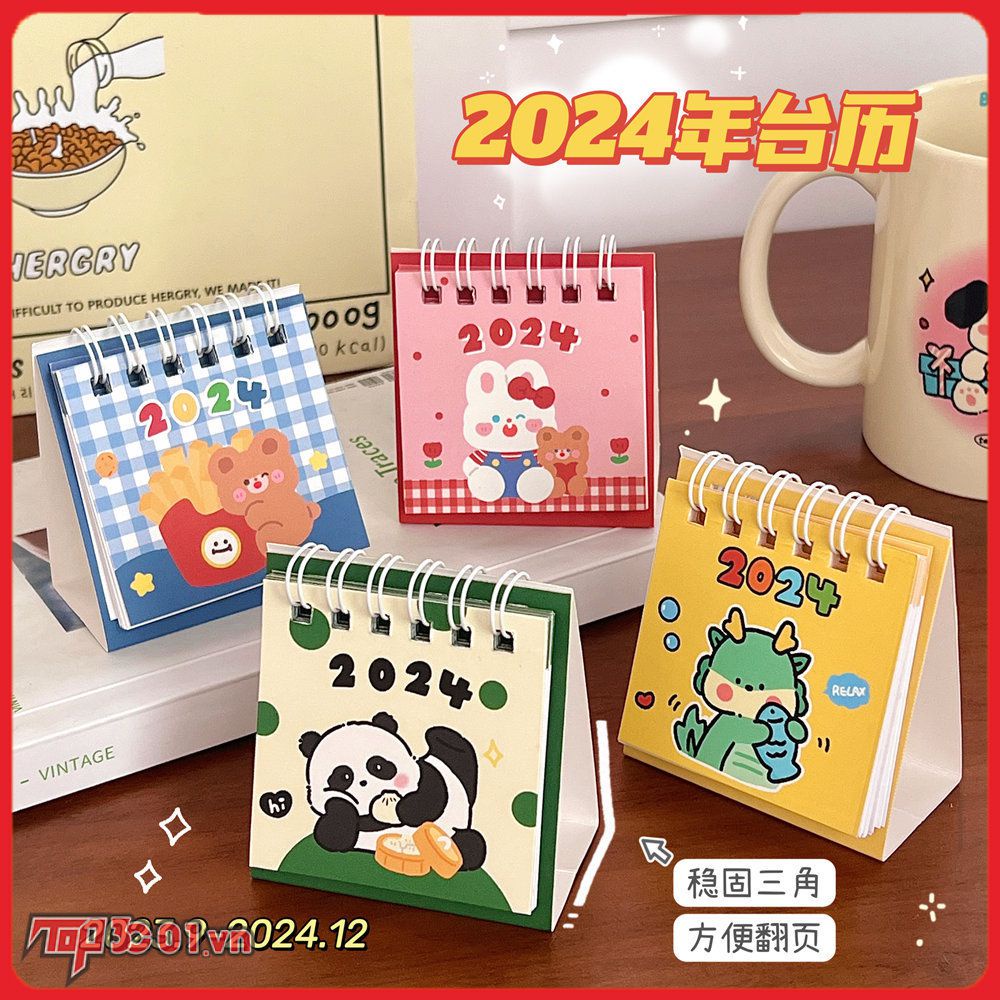 2024 Đồ Trang Trí Lịch để Bàn Mini Dễ Thương để Bàn Nhỏ -top3C01