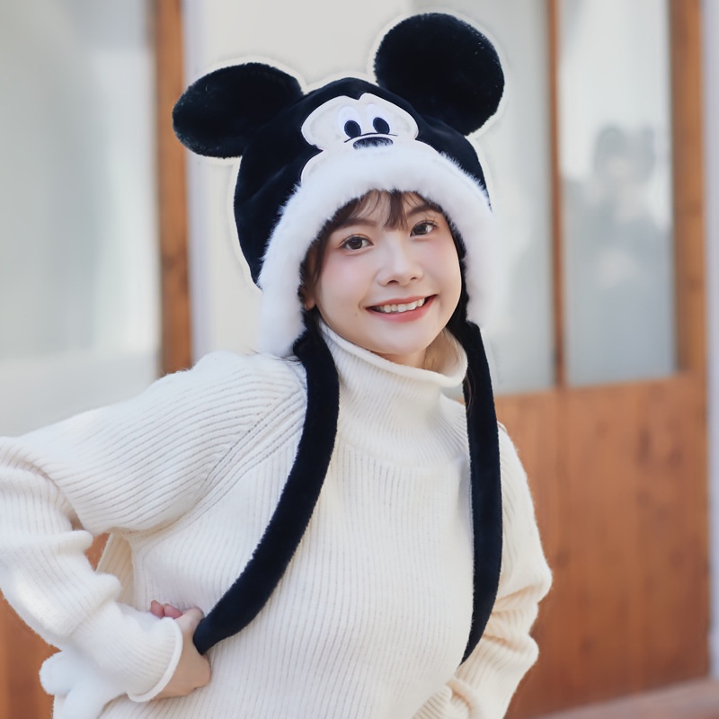 Disney Mũ Lông Xù Dày Dặn Ấm Áp Hình mickey minnie donald daisy Đáng Yêu
