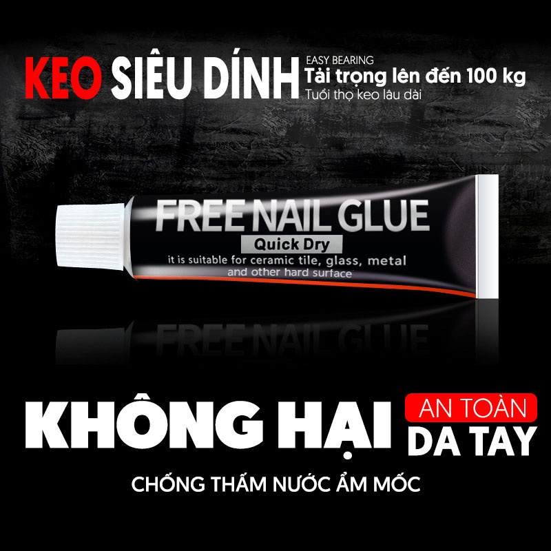 Keo không đinh Keo dán kệ đa năng cho kệ sắt nhôm inox trên bền mặt tường gạch men, mặt kính, mặt gỗ