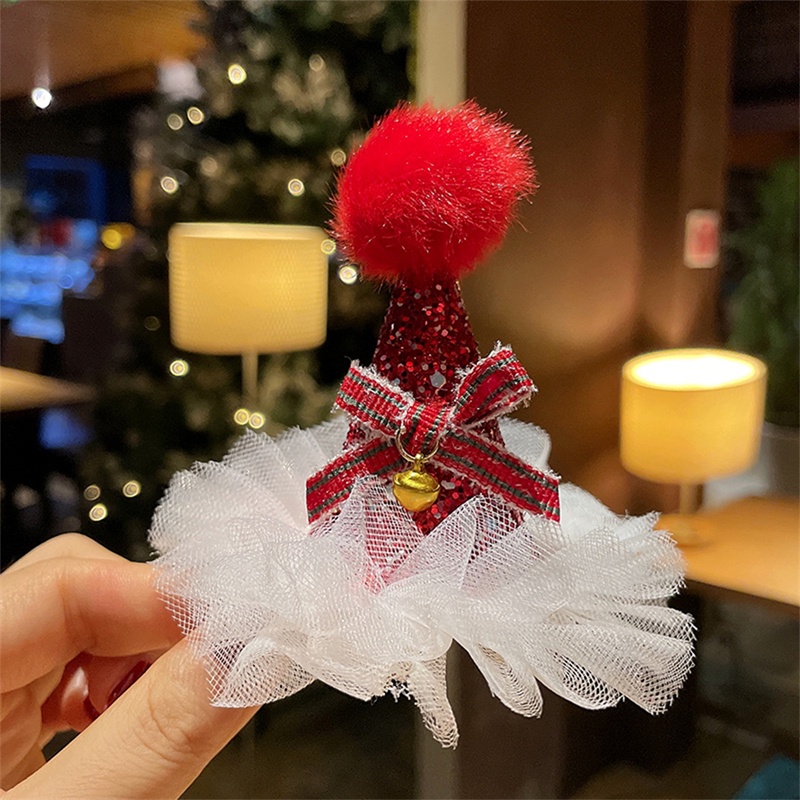 Kẹp Tóc Hình Nón Giáng Sinh Dễ Thương Cho Nữ
