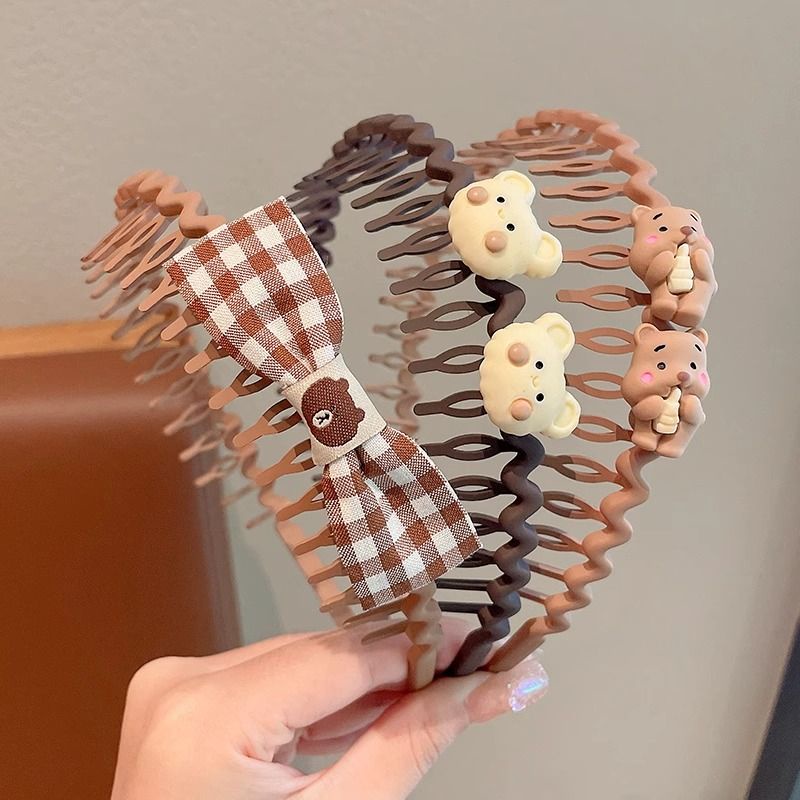 Băng Đô Cài Tóc Màu Cà Phê Thời Trang Hàn Quốc Chống Trượt Có Răng Và Cài Tóc Cho Bé Gái