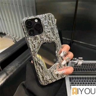 Ốp Điện Thoại Silicon Mềm Chống Sốc Màu laser Lấp Lánh Gắn Gương Trang Điểm Cho iphone 11 12 13 14 pro max 14 plus