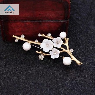 Velishy Plum Blossom Snow Trâm Ngọc Trai Tính Khí Corsage Đa Năng Áo Phù Hợp Với Phụ Kiện