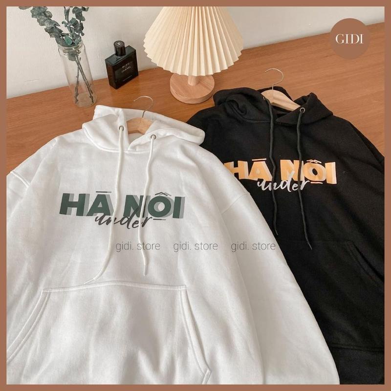 Áo Khoác Nỉ Hoodie HANOI 2 Màu ĐEN/TRẮNG Form Rộng Unisex Nam Nữ
