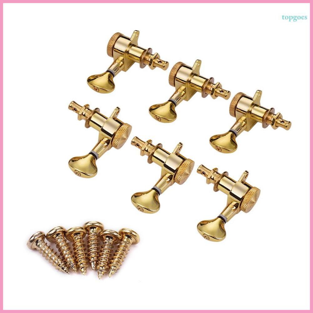 "Enhance Your Guitar's Performance with 6-Piece Gold Locking Tuners - Suitable for Acoustic Electric Guitars"