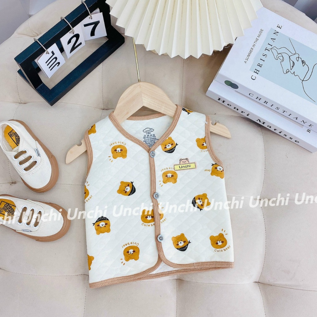 Áo GILE trần bông thiêu hình ô vuông UNCHI vải COTTON